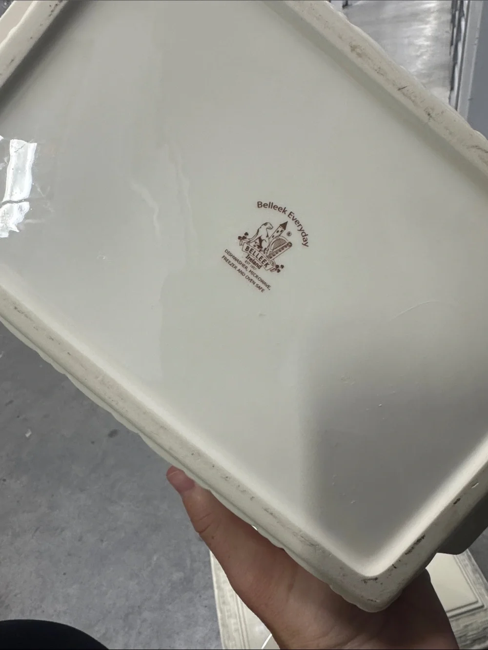 Euc!!! Belleek Everyday Shamrock Celtic Basketweave 2 Qt. Casserole Dish